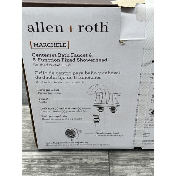 Allen + Roth Marchele Brushed Nickel Bathroom Faucet Drain, Shower Head Included - Picture 9 of 12